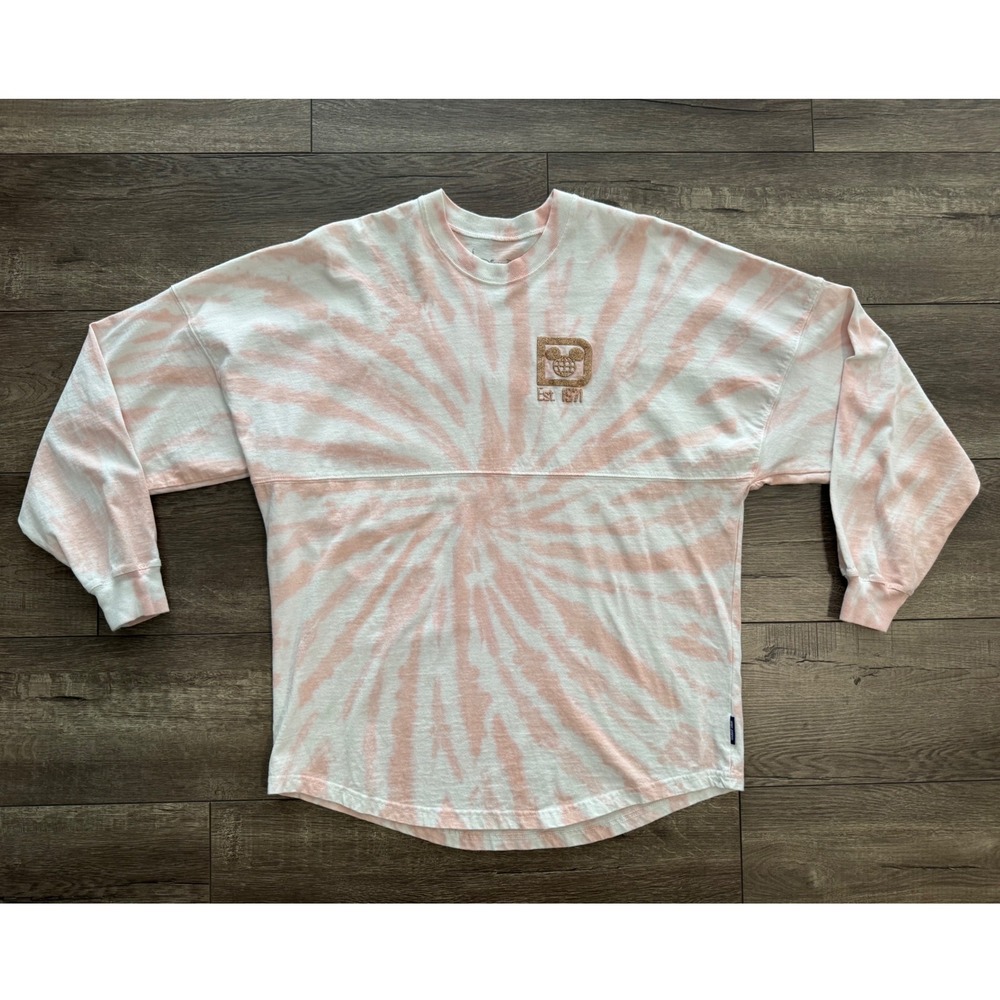 Walt‎ Disney World Spirit Jersey Pink White Tie Dye Gold Glitter Size Small